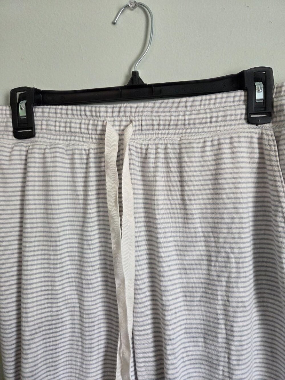 Loft Pajama Set Women's Medium Henley Gray Striped Drawstring Sleepwear NWOT - Picture 9 of 11